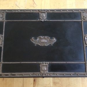 Antique Edward F. Caldwell HUMIDOR excellent beauty of black ebony and chrome